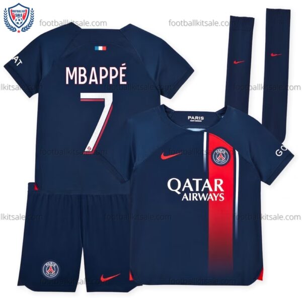 PSG 23/24 Mbappe 7 Home Kid Football Kits Sale