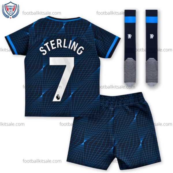 Chelsea Sterling 7 Away Kids Football Kit 23/24