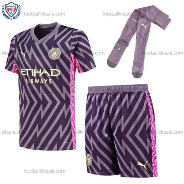 Man City 23/24 Goalkeeper Purple Kid Football Kits Sale