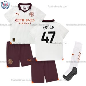 Man City 23/24 Foden 47 Away Kid Football Kits Sale