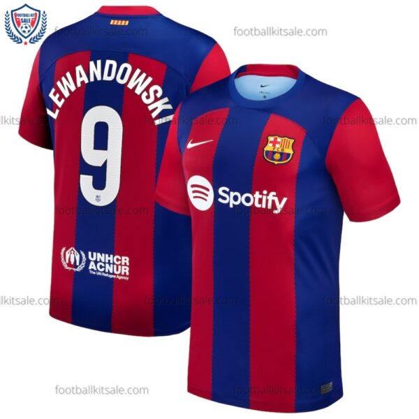 Barcelona 23/24 Lewandowski 9 Home Men Football Shirt Sale