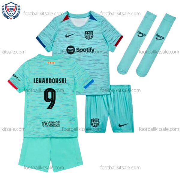 Barcelona 23/24 Lewandowski 9 Third Kid Football Kits Sale