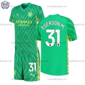 Man City 23/24 Ederson M 31 Goalkeeper Away Kid Football Kits
