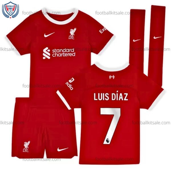 Liverpool 23/24 Luis Diaz 7 Home Kid Football Kits Sale