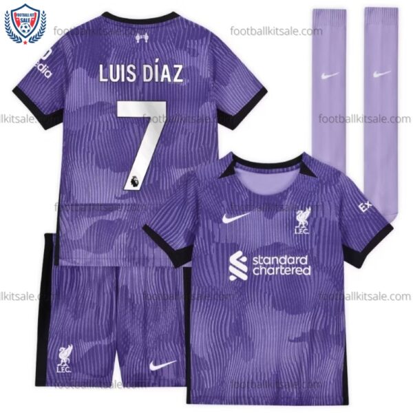 Liverpool 23/24 Luis Diaz 7 Third Kid Football Kits Sale