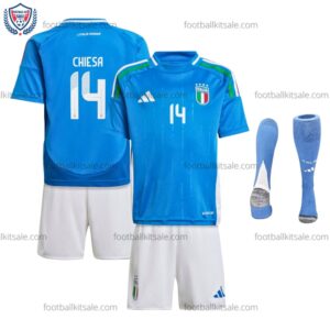 Italy 2024 Chiesa 14 Home Kid Football Kits Sale
